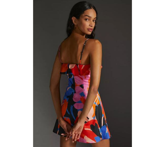 New Anthropologie Corey Lynn Calter Ruffled Printed Mini Dress $220 MEDIUM Pink - Picture 4 of 7